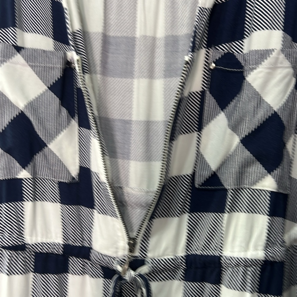 Torrid Navy Blue White Plaid Challis Zip Front Shirt Dress Women Size 0/Large - Picture 4 of 13
